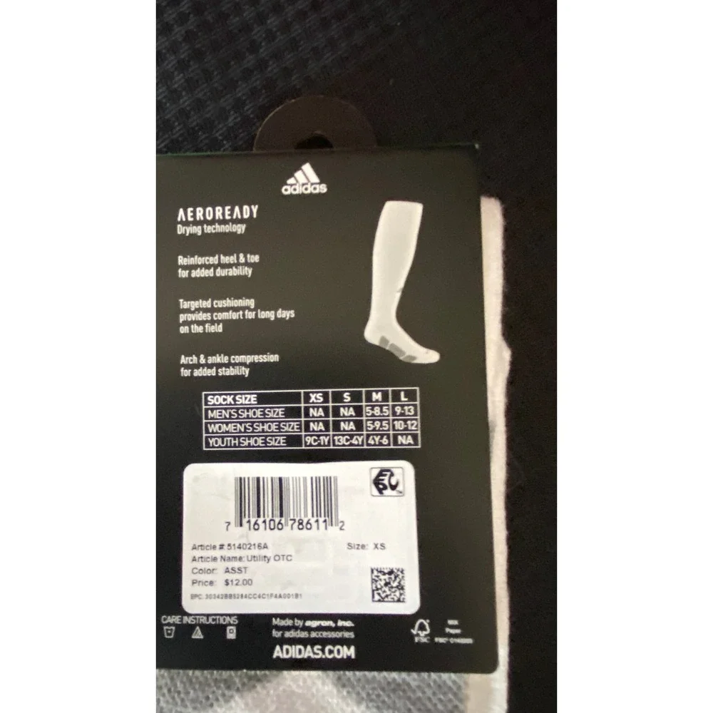 Adidas Aeroready Utility Multi Sport Socks White Size XS New With Tags
